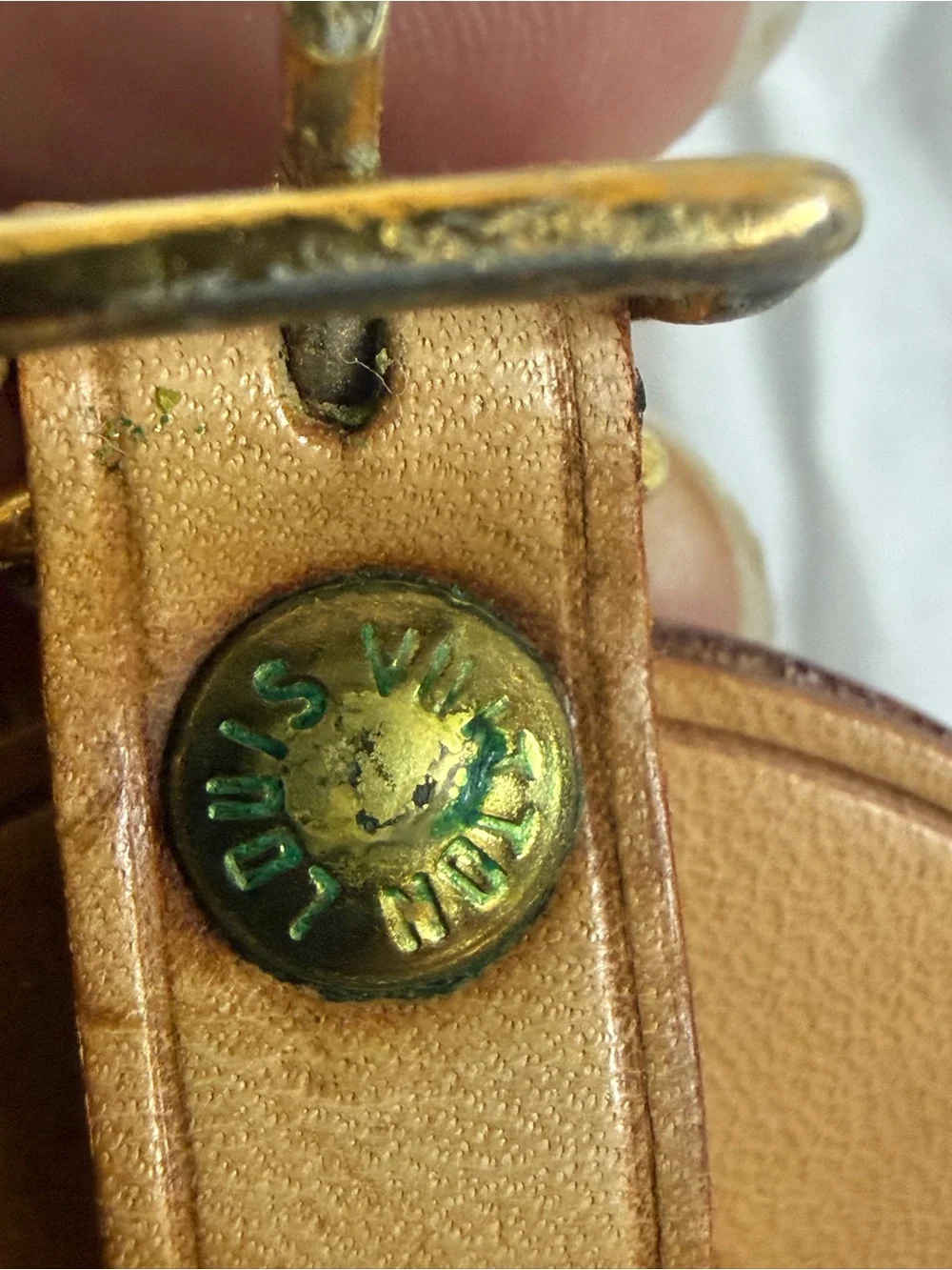 Louis Vuitton Tan Leather Luggage Tag with Gold Hardware